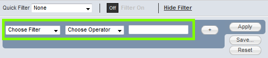 Quick filter values